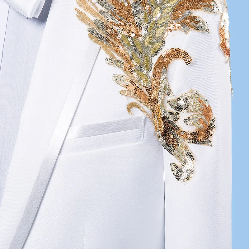 HO 2020 male golden wings new white dress suit singer host marshal clothing stage performance
HO 2020 male golden wings new white dress suit singer host marshal clothing stage performance