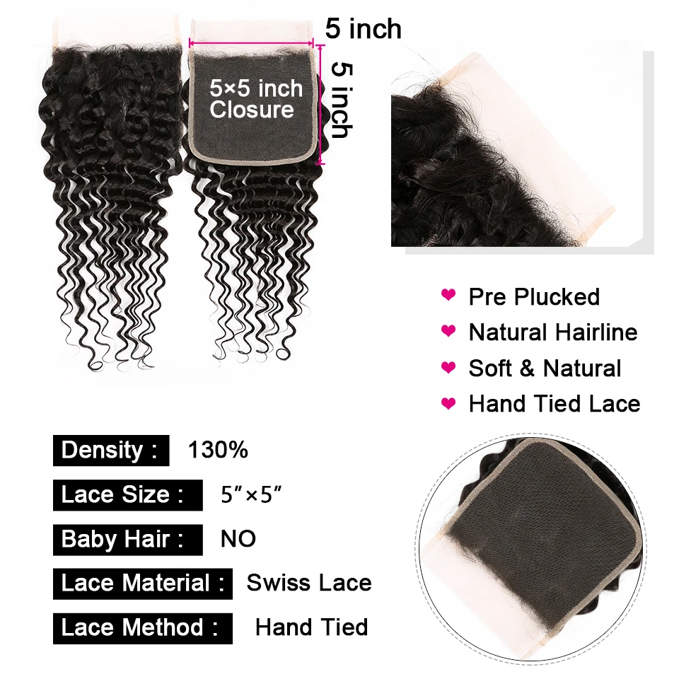 Yyong 3/4 Deep Wave Bundles With 5x5 /4x4 Lace Closure 8-26inch Peruvian Remy Human Hair Closure With Bundles Double Strong Weft
Yyong 3/4 Deep Wave Bundles With 5x5 /4x4 Lace Closure 8-26inch Peruvian Remy Human Hair Closure With Bundles Double Strong Weft