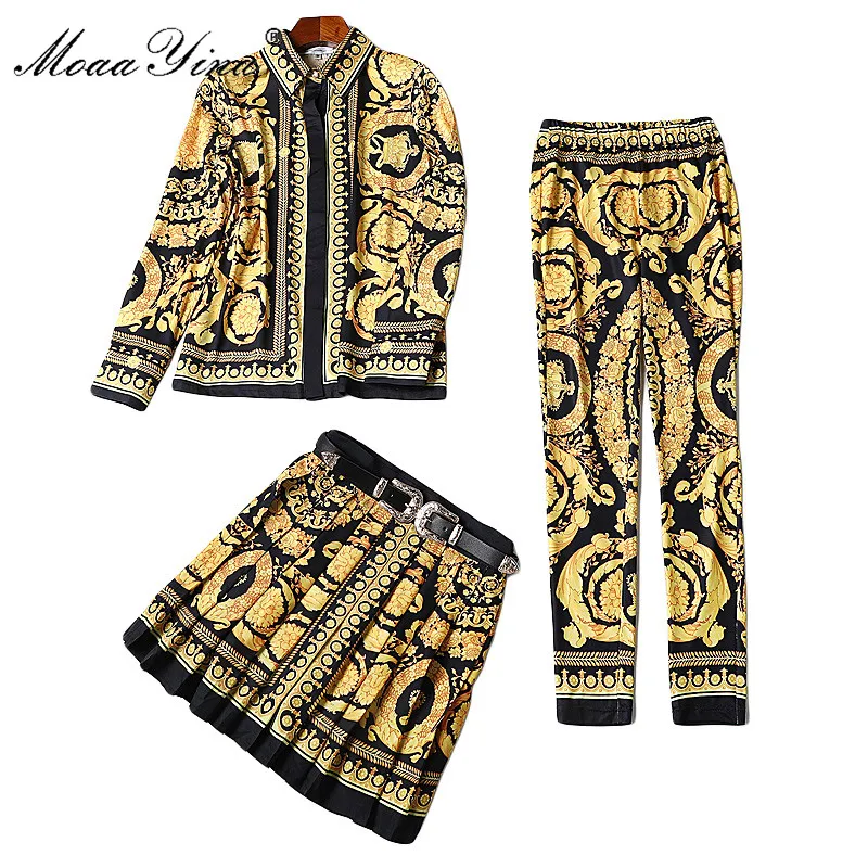 MoaaYina Fashion Designer Runway Set Spring Women Long sleeve Print Palace Belt Half skirt Retro Slim shirt+Pencil pants 3 sets
MoaaYina Fashion Designer Runway Set Spring Women Long sleeve Print Palace Belt Half skirt Retro Slim shirt+Pencil pants 3 sets