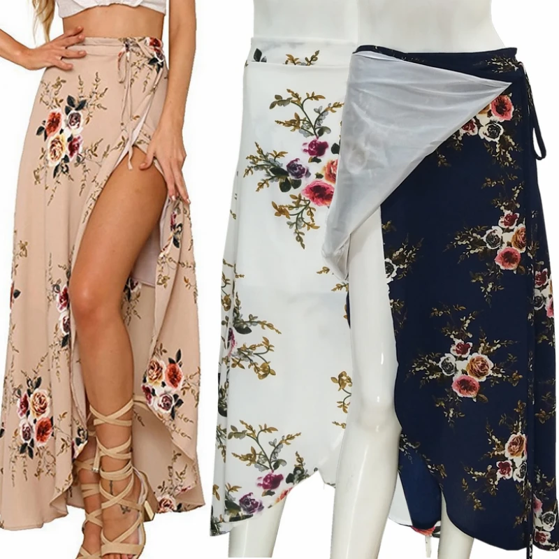 Hot Boho Split Flower Print Women Skirt Sexy Beach Asymmetrical Long Skirt Summer Female Stripe Party Skirt Irregular Slit Skirt
Hot Boho Split Flower Print Women Skirt Sexy Beach Asymmetrical Long Skirt Summer Female Stripe Party Skirt Irregular Slit Skirt