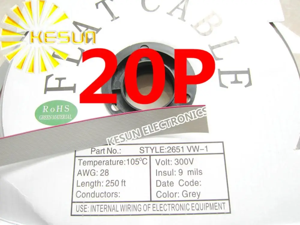 76Mtr/Roll 20P 1,27mm 250Ft серая лента гибкий плоский кабель провод для 2.54 мм гнездо IDC 2651VW-1
76Mtr/Roll 20P 1,27mm 250Ft серая лента гибкий плоский кабель провод для 2.54 мм гнездо IDC 2651VW-1