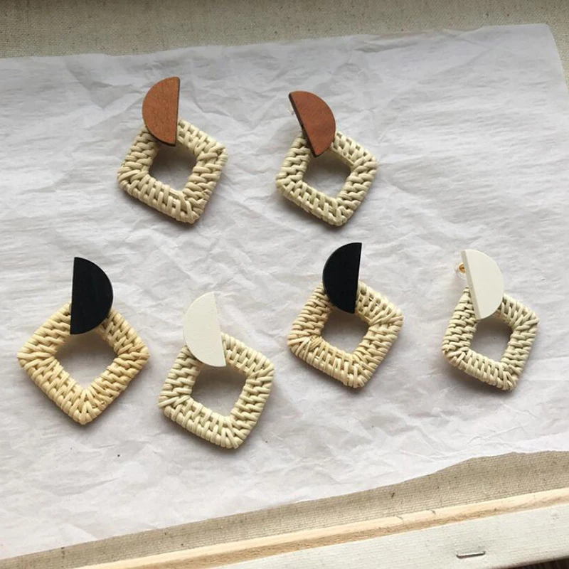 2019 New Korea Handmade Wooden Straw Weave Rattan Big Geometric Big Square Long Drop Earrings For Women Girl2019
2019 New Korea Handmade Wooden Straw Weave Rattan Big Geometric Big Square Long Drop Earrings For Women Girl2019
