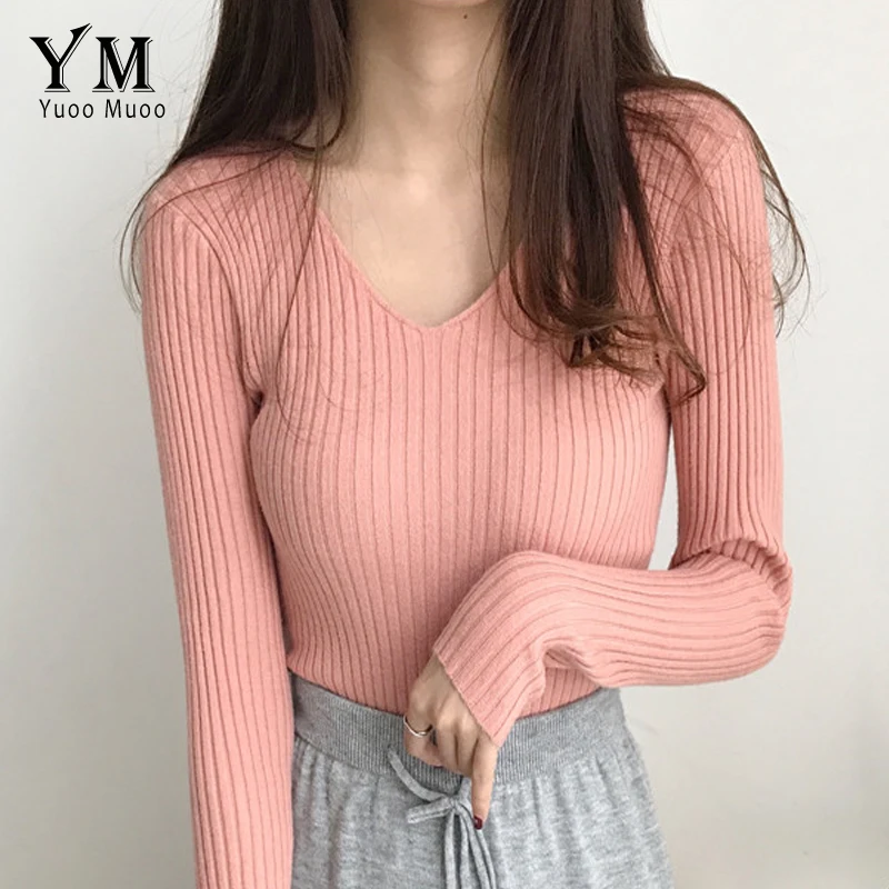 Осенний свитер YuooMuoo 2019 с V-образным вырезом, женские высококачественные повседневные розовые блузки, женская трикотажная одежда, женские дж...
Осенний свитер YuooMuoo 2019 с V-образным вырезом, женские высококачественные повседневные розовые блузки, женская трикотажная одежда, женские дж...