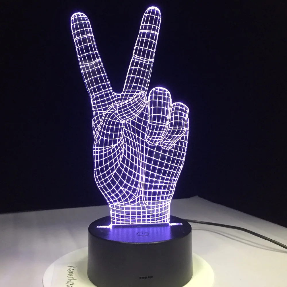 Home Decor Acrylic 3D LED Lamp Hand Victory Sign Light LED Modern Living Table Lamp Micro USB Mood Bulbing Light For Friend Gift
Home Decor Acrylic 3D LED Lamp Hand Victory Sign Light LED Modern Living Table Lamp Micro USB Mood Bulbing Light For Friend Gift