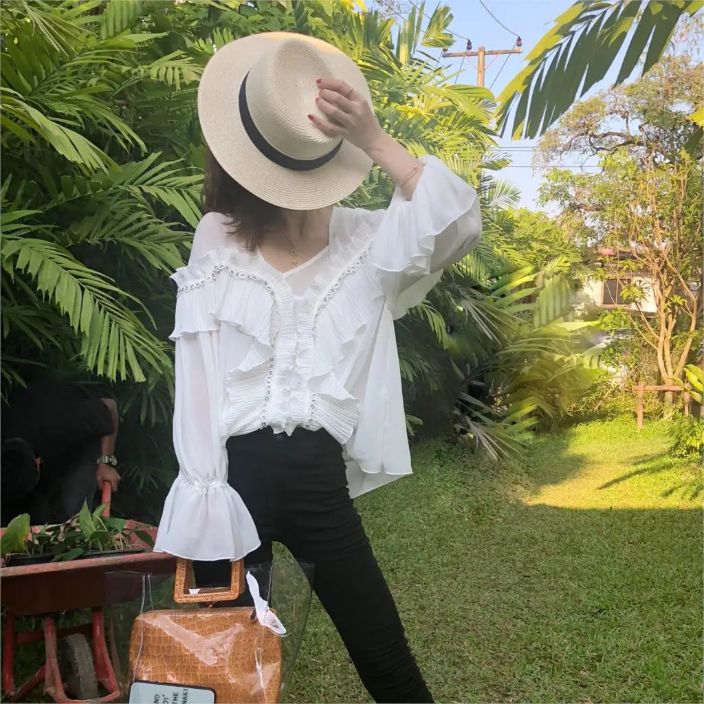 Plus Size Top Polyester Full Ruffles 2019 Spring New Women's Shirt Chiffon Super Fairy Lotus Leaf Female Blouse Women Tops
Plus Size Top Polyester Full Ruffles 2019 Spring New Women's Shirt Chiffon Super Fairy Lotus Leaf Female Blouse Women Tops