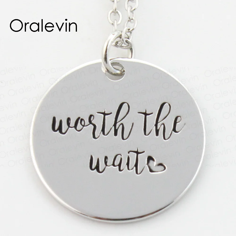 Wholesale WORTH THE WAIT Engraved Pendant Charms Necklace Lover Gift Jewelry 10Pcs/Lot,#LN187
Wholesale WORTH THE WAIT Engraved Pendant Charms Necklace Lover Gift Jewelry 10Pcs/Lot,#LN187