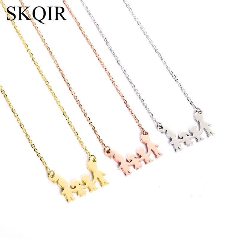 

Fashion Family Member Pendant Necklace for Women Dad Daughter Son Mom Stainless Steel Charm Chain Choker Jewelry Gift Metal