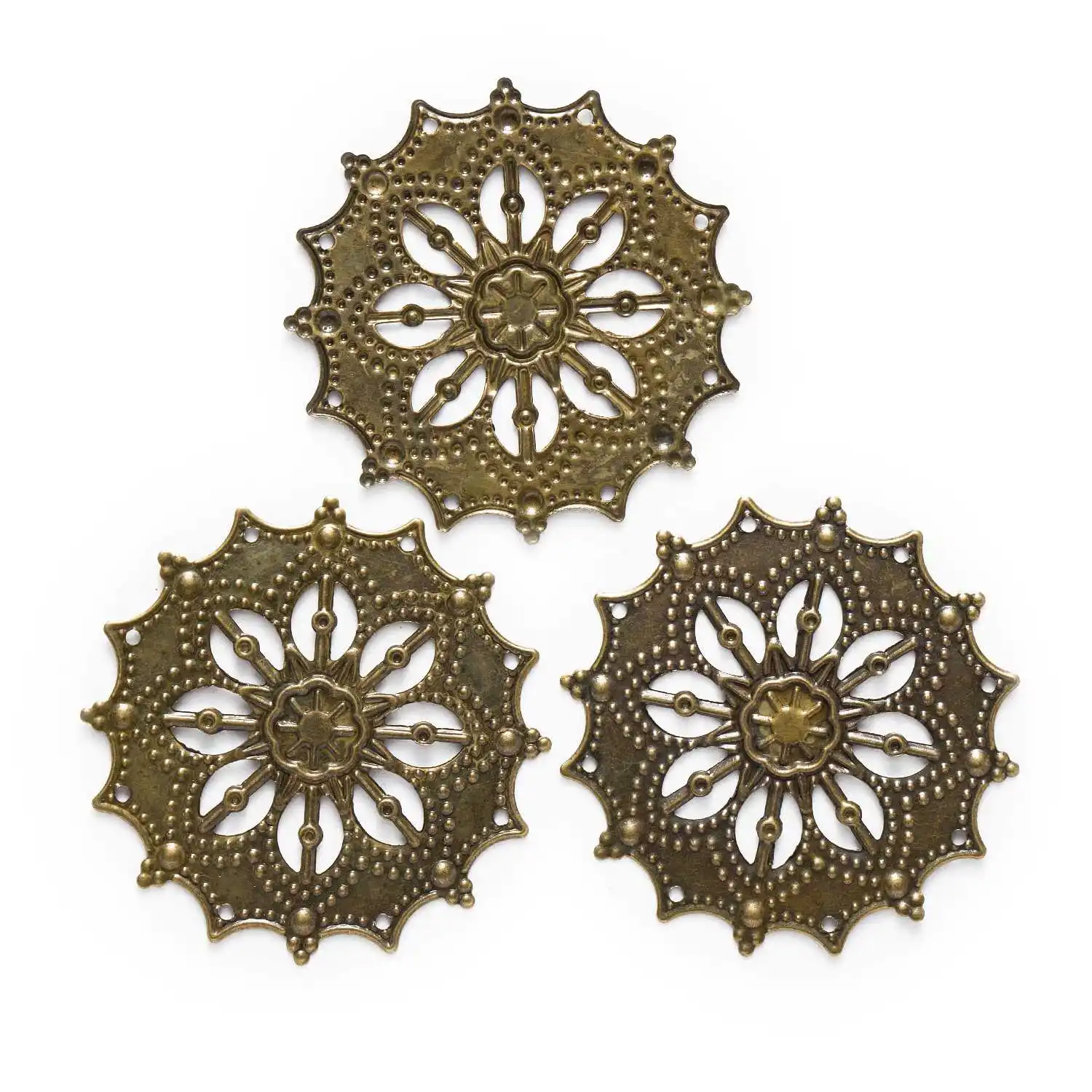 10/50 Piece Bronze Tone Filigree Hollow Round Wraps Jewelry Making DIY Connnector Embellishments Findings 43mm
10/50 Piece Bronze Tone Filigree Hollow Round Wraps Jewelry Making DIY Connnector Embellishments Findings 43mm