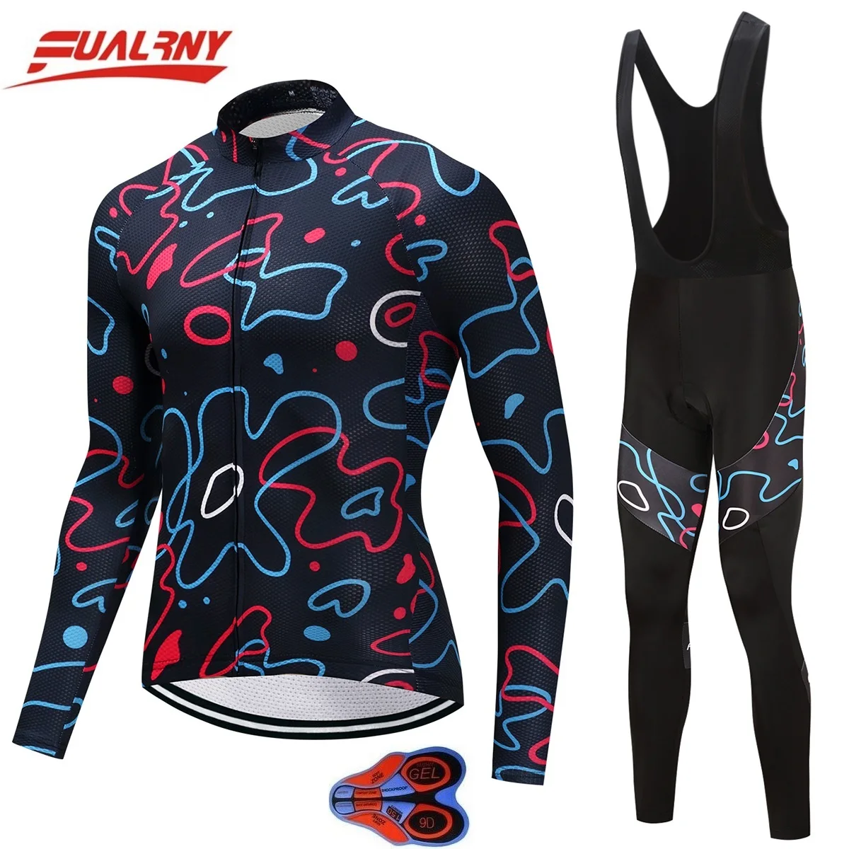 2018 команда FUALRNY с длинным рукавом Ropa Ciclismo Vélo комплекты 9D гель/Осень велосипед