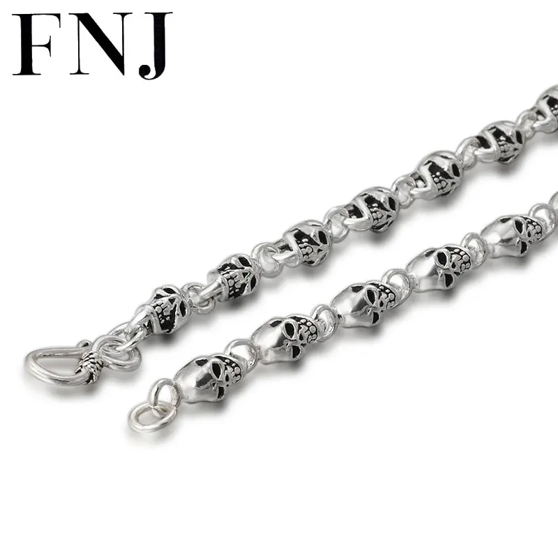 FNJ 7mm Skull Chain Necklaces 925 Silver 50cm to 65cm Fashion Original S925 Thai Silver Women Men Necklace Jewelry Punk
FNJ 7mm Skull Chain Necklaces 925 Silver 50cm to 65cm Fashion Original S925 Thai Silver Women Men Necklace Jewelry Punk