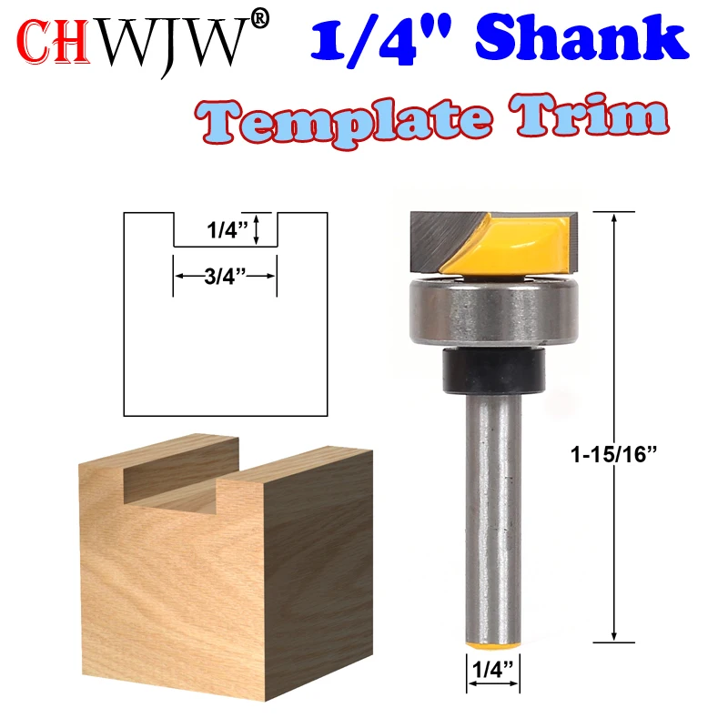 1 шт. 1/4 "хвостовик шаблон отделка шарнир Mortising маршрутизатор бит 3/4" W X "H