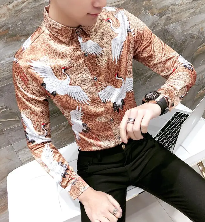 New Men's Fashion personality trend rock and roll preside printing Long sleeved shirt night entertainment venue Hair Stylist
New Men's Fashion personality trend rock and roll preside printing Long sleeved shirt night entertainment venue Hair Stylist