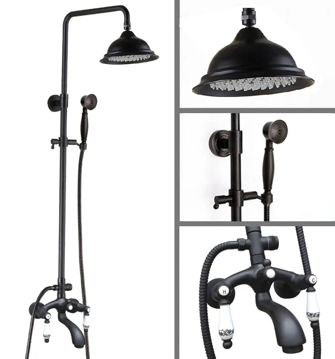 Black Oil Rubbed Brass Dual Ceramic Handles Bathroom 8 Inch Round Rain Shower Faucet Set Bath Tub Mixer Tap Hand Shower mhg133
Black Oil Rubbed Brass Dual Ceramic Handles Bathroom 8 Inch Round Rain Shower Faucet Set Bath Tub Mixer Tap Hand Shower mhg133