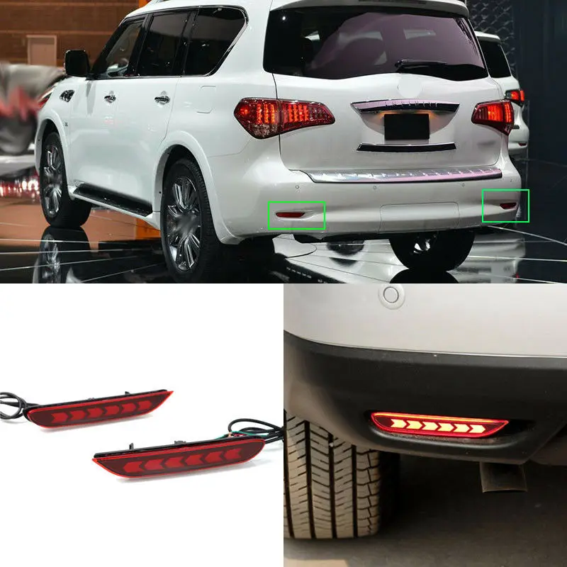 LED Rear Bumper Reflector Fog Brake Turn Indicator Lights For Infiniti QX80 2013-2018
LED Rear Bumper Reflector Fog Brake Turn Indicator Lights For Infiniti QX80 2013-2018