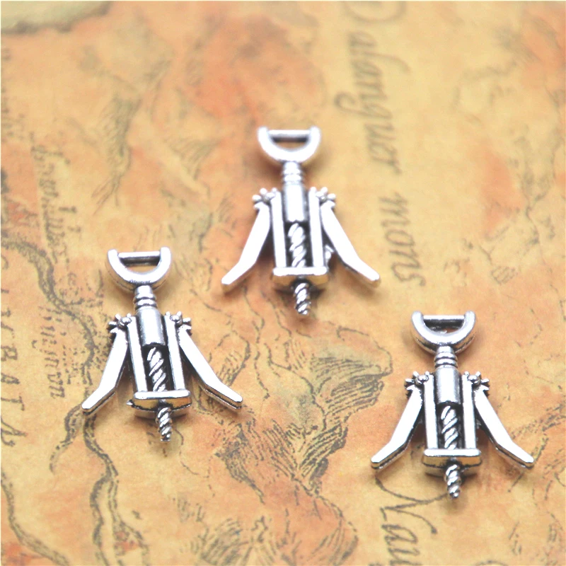 

15pcs/lot bottle opener charm Antique Tibetan silver tone red wine bottle opener Charms Pendant 26x17mm