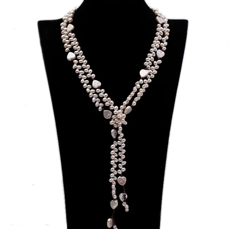JYX Pearl Long Necklace women 6x8mm White Irregular Freshwater Pearl and Red Round Agate and Heart-shaped Shell Necklace 57"
JYX Pearl Long Necklace women 6x8mm White Irregular Freshwater Pearl and Red Round Agate and Heart-shaped Shell Necklace 57"