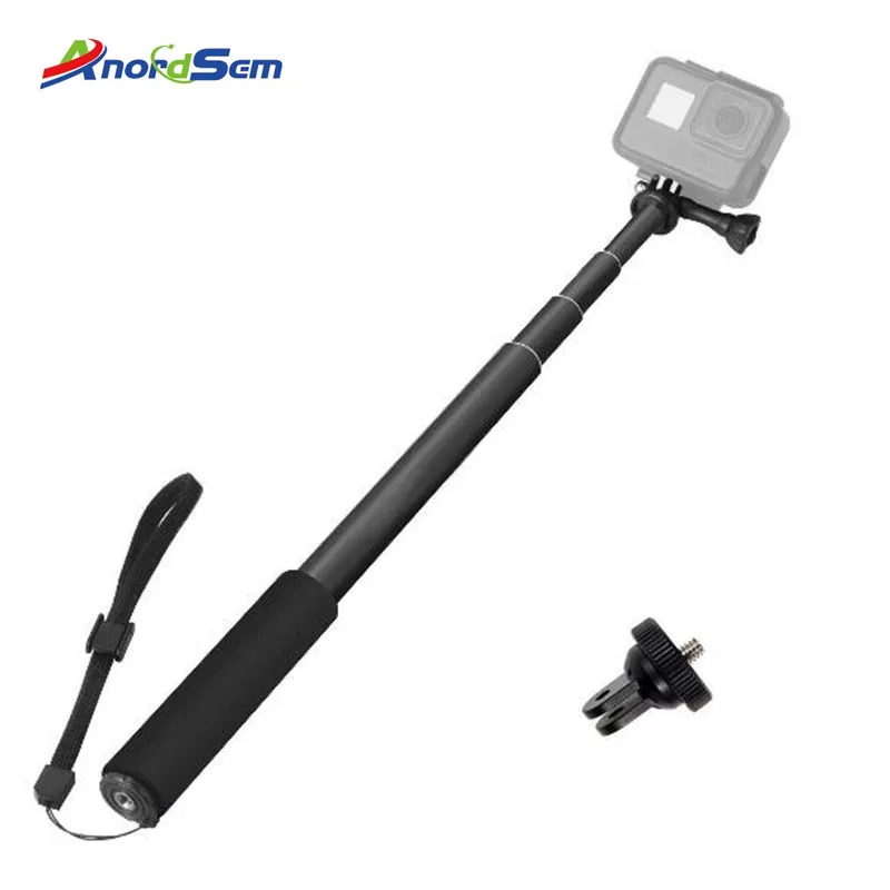 Регулируемая алюминиевая селфи палка Anordsem монопод для камеры GoPro Hero 7 6 5 Black Silver