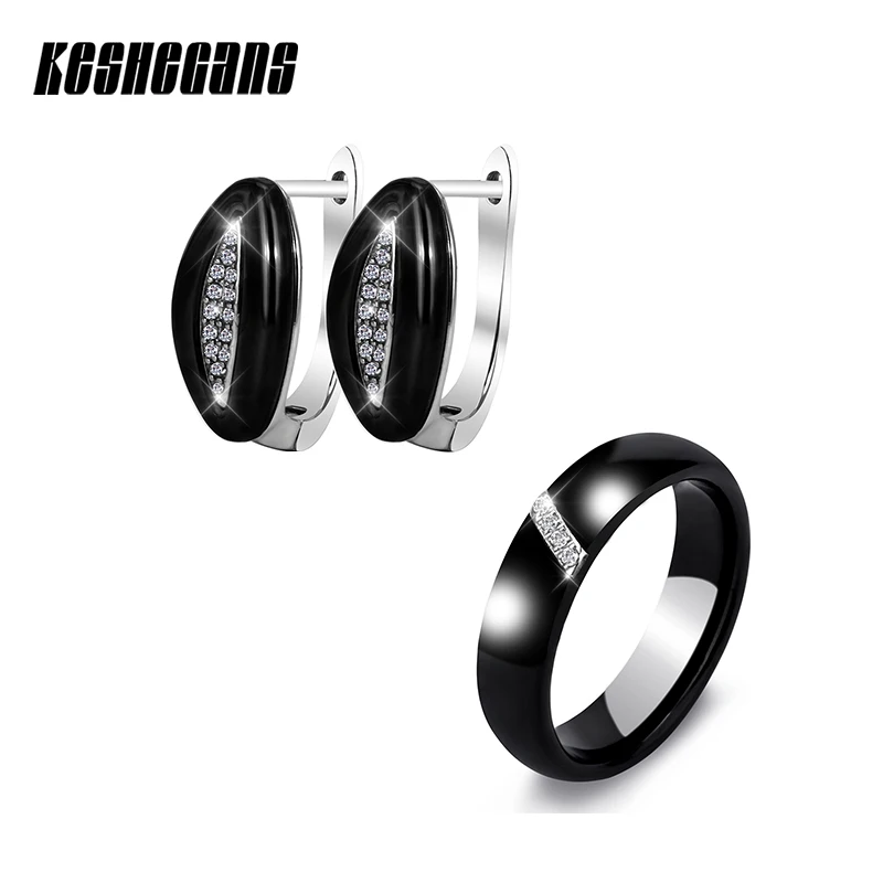 Fashion Earring Ring Set Classic Black White U Shape Stainless CZ Zircon Leaf Pattern Earring 6MM Wedding Ring For Women Jewelry
Fashion Earring Ring Set Classic Black White U Shape Stainless CZ Zircon Leaf Pattern Earring 6MM Wedding Ring For Women Jewelry