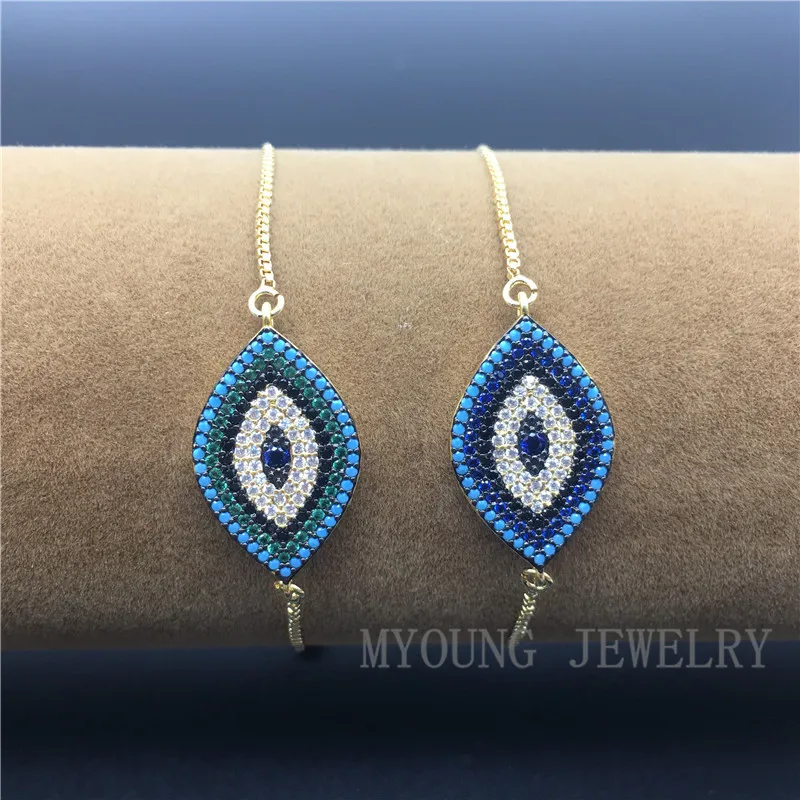 MY1201 Fashion Micro Pave CZ Zircon Evil Eye Charm Connector With Golden adjustable chain Bracelet Jewelry pulseira feminina
MY1201 Fashion Micro Pave CZ Zircon Evil Eye Charm Connector With Golden adjustable chain Bracelet Jewelry pulseira feminina