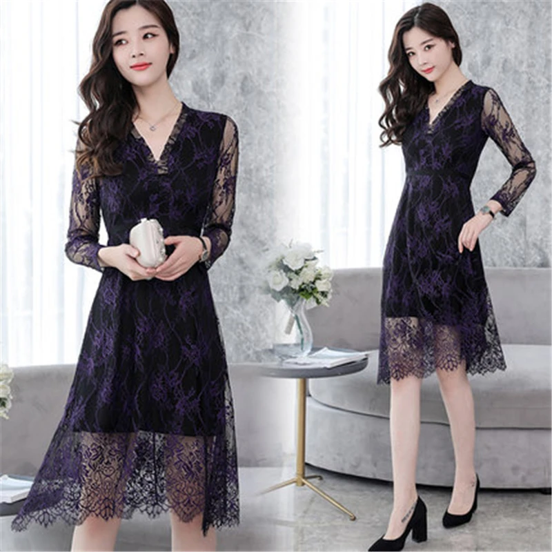 Temperament spring models dress 2018 women Korean version of the long-sleeved V-neck sexy lace dress in the long paragraph p141
Temperament spring models dress 2018 women Korean version of the long-sleeved V-neck sexy lace dress in the long paragraph p141