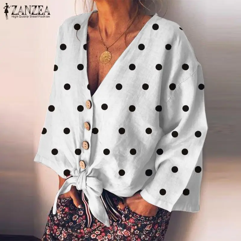 ZANZEA Polka Dot Printed Tops Women's Casual Blouse 2022 Sexy V Neck Bow Shirts Female Fashion Long Sleeve Linen Shirt Tunic
ZANZEA Polka Dot Printed Tops Women's Casual Blouse 2022 Sexy V Neck Bow Shirts Female Fashion Long Sleeve Linen Shirt Tunic