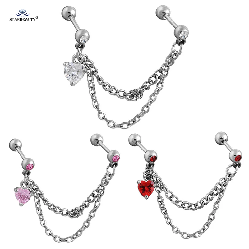 Red Clear White Zircon Heart Tragus Helix Piercing Lobe Earrings Stud Stainless Steel Tassel Earrings Ear Piercing Women Jewelry
Red Clear White Zircon Heart Tragus Helix Piercing Lobe Earrings Stud Stainless Steel Tassel Earrings Ear Piercing Women Jewelry
