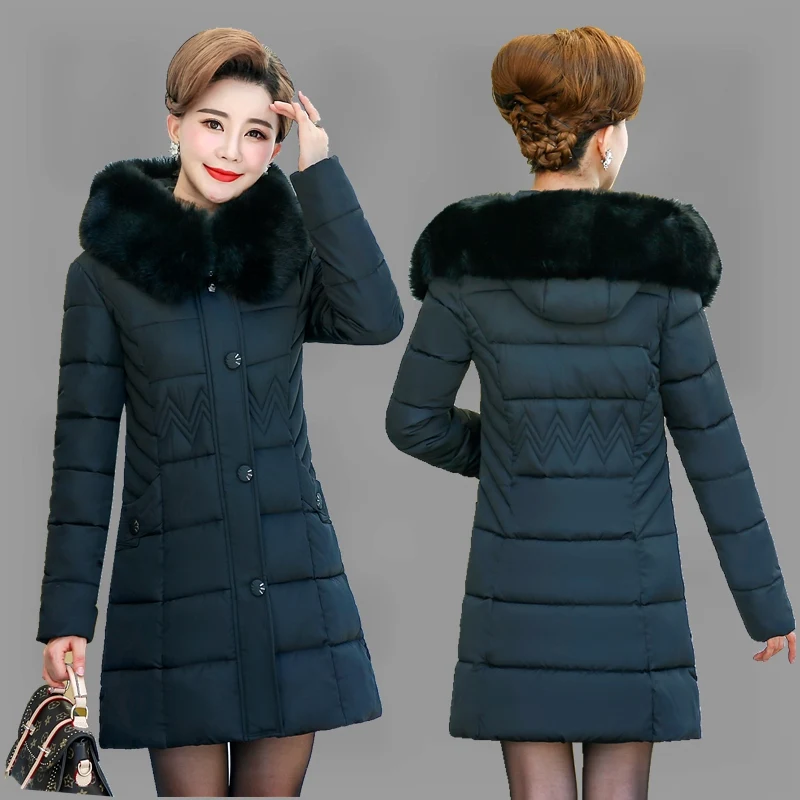 Middle-aged Women Down cotton Fur collar Hooded Jacket Boutique Clothing Winter Loose Warm Thick Large size Female Overcoat 5XL
Middle-aged Women Down cotton Fur collar Hooded Jacket Boutique Clothing Winter Loose Warm Thick Large size Female Overcoat 5XL
