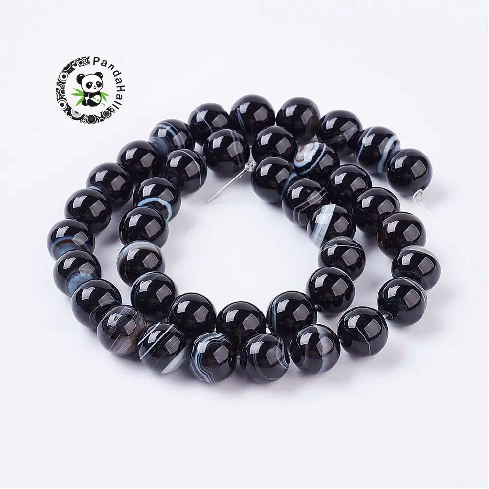 Natural Black AgateStone Beads Strands, Dyed, Stripe Round, 8mm, Hole: 1mm; about 46pcs/strand, 14.9"
Natural Black AgateStone Beads Strands, Dyed, Stripe Round, 8mm, Hole: 1mm; about 46pcs/strand, 14.9"