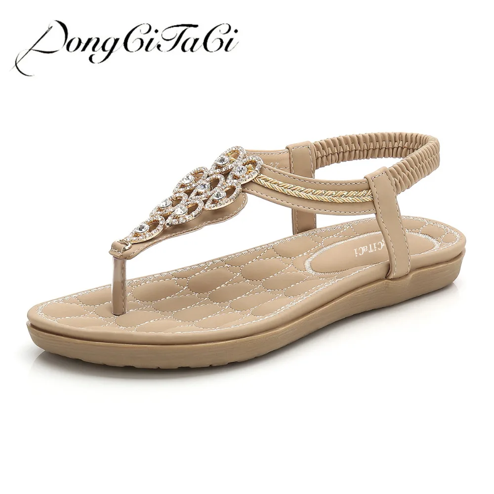 DongCiTaCi/летние женские сандалии на плоской подошве женская повседневная обувь в