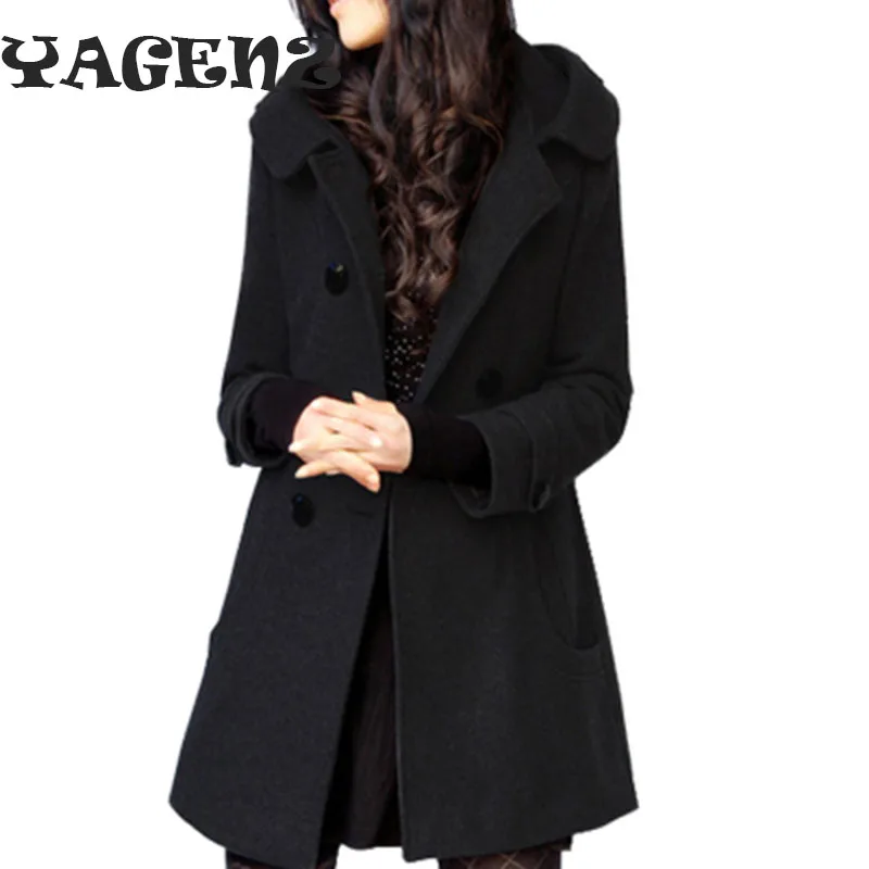 B70Women Jacket Casaco Feminino Winter двубортное приталенное пальто с капюшоном Женское верхняя
