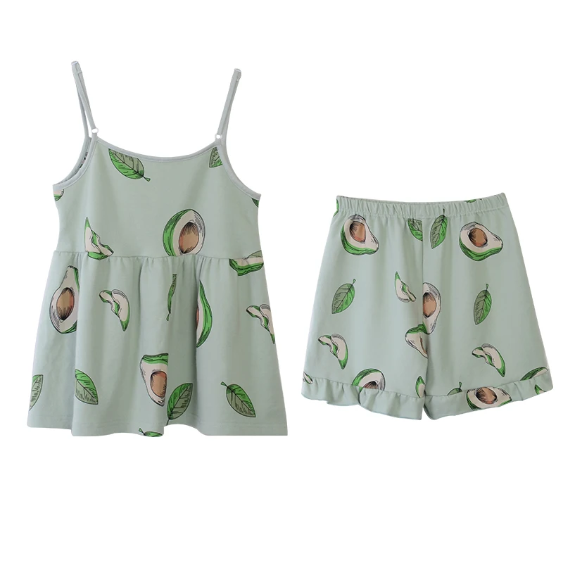 Women Pajamas With Chest Pad Summer Cotton Sling Pajama Set Sexy Sweet Comfortable Soft Ladies Sleepwear Girls Nightwear Pijamas
Women Pajamas With Chest Pad Summer Cotton Sling Pajama Set Sexy Sweet Comfortable Soft Ladies Sleepwear Girls Nightwear Pijamas