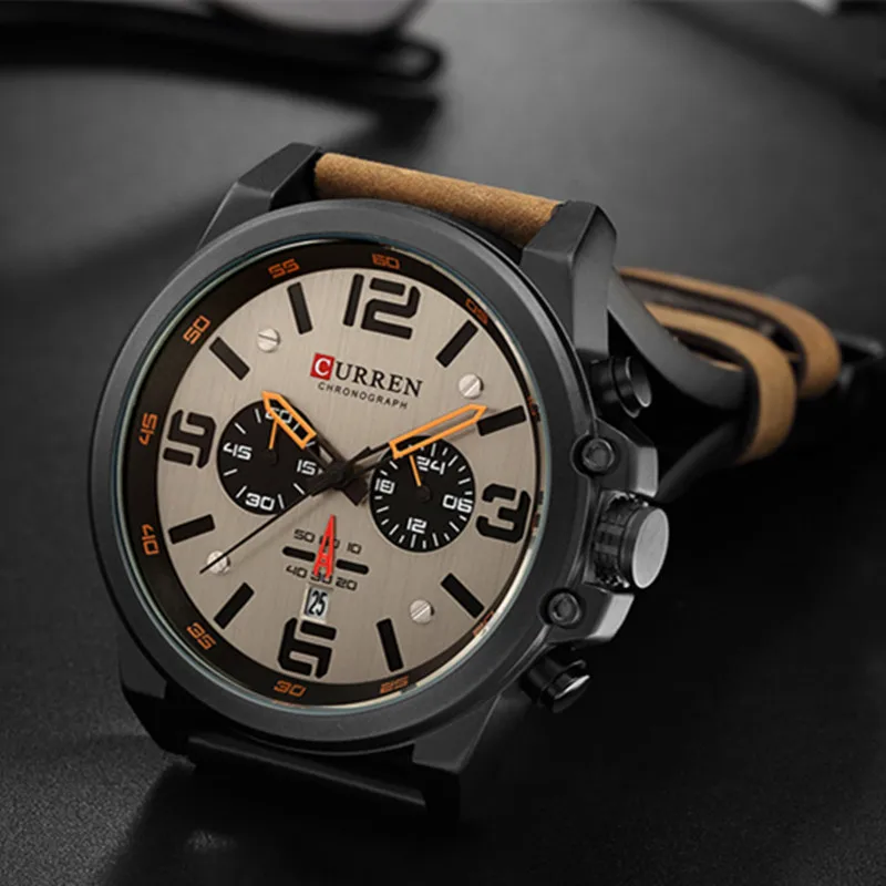 Новые мужские часы CURREN Топ бренд класса люкс кварцевые наручные кожа Военная