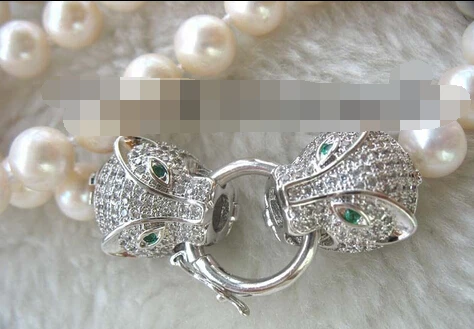 FREE SHIPPING freshwater pearl white round & leopard necklace 18" nature