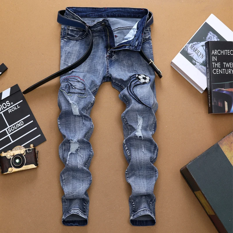 Mid Fake Designer Clothes Jean Jeans Men Spring 2019 Casual Straight Distressed Denim Trouser Pants Trousers Stretch Patchwork
Mid Fake Designer Clothes Jean Jeans Men Spring 2019 Casual Straight Distressed Denim Trouser Pants Trousers Stretch Patchwork
