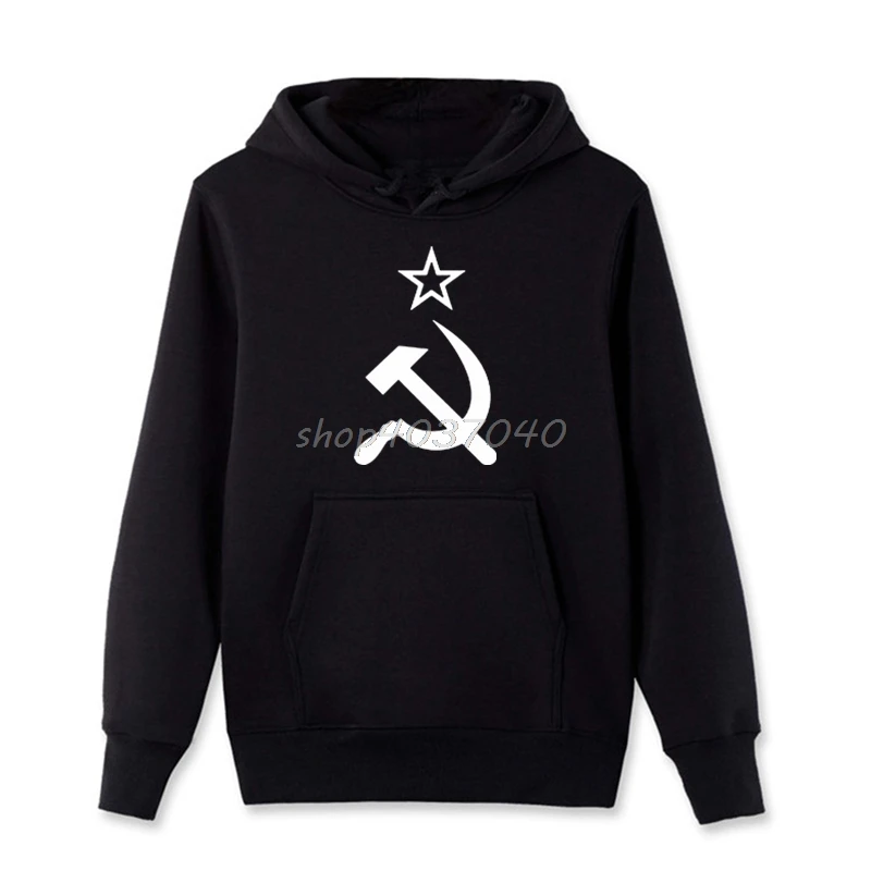 Men Cotton Hoodies Soviet Flag Hammer And Sickle Communist Communism USSR CCCP Coat Sweatshirts | Мужская одежда