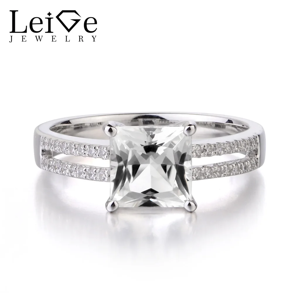 Leige Jewelry Natural White Topaz 925 Sterling Silver Ring Princess Cut Gemstone Birthstone Wedding Engagement Rings for Her
Leige Jewelry Natural White Topaz 925 Sterling Silver Ring Princess Cut Gemstone Birthstone Wedding Engagement Rings for Her