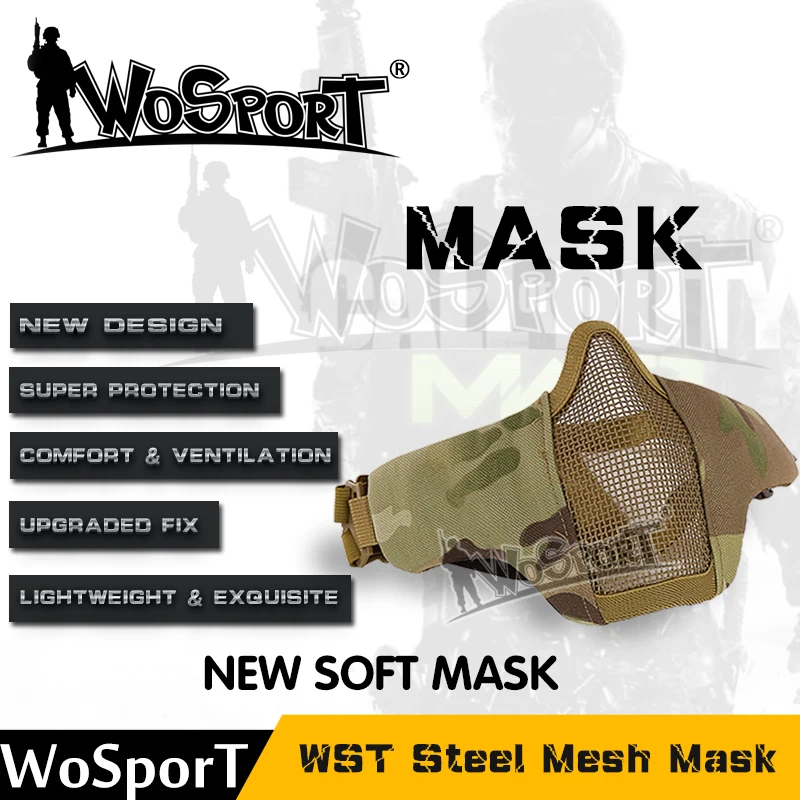 WOSPORT новая тактическая маска для страйкбола половина лица металлическая Стальная Сетчатая охотничья Защитная опора для пейнтбола военная ...
WOSPORT новая тактическая маска для страйкбола половина лица металлическая Стальная Сетчатая охотничья Защитная опора для пейнтбола военная ...