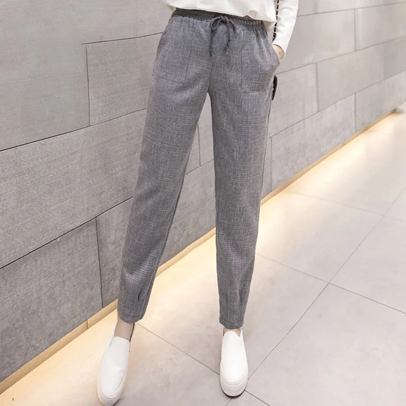 Merched Высокая талия карманы Штаны Женские повседневные короткие шаровары Pantalon