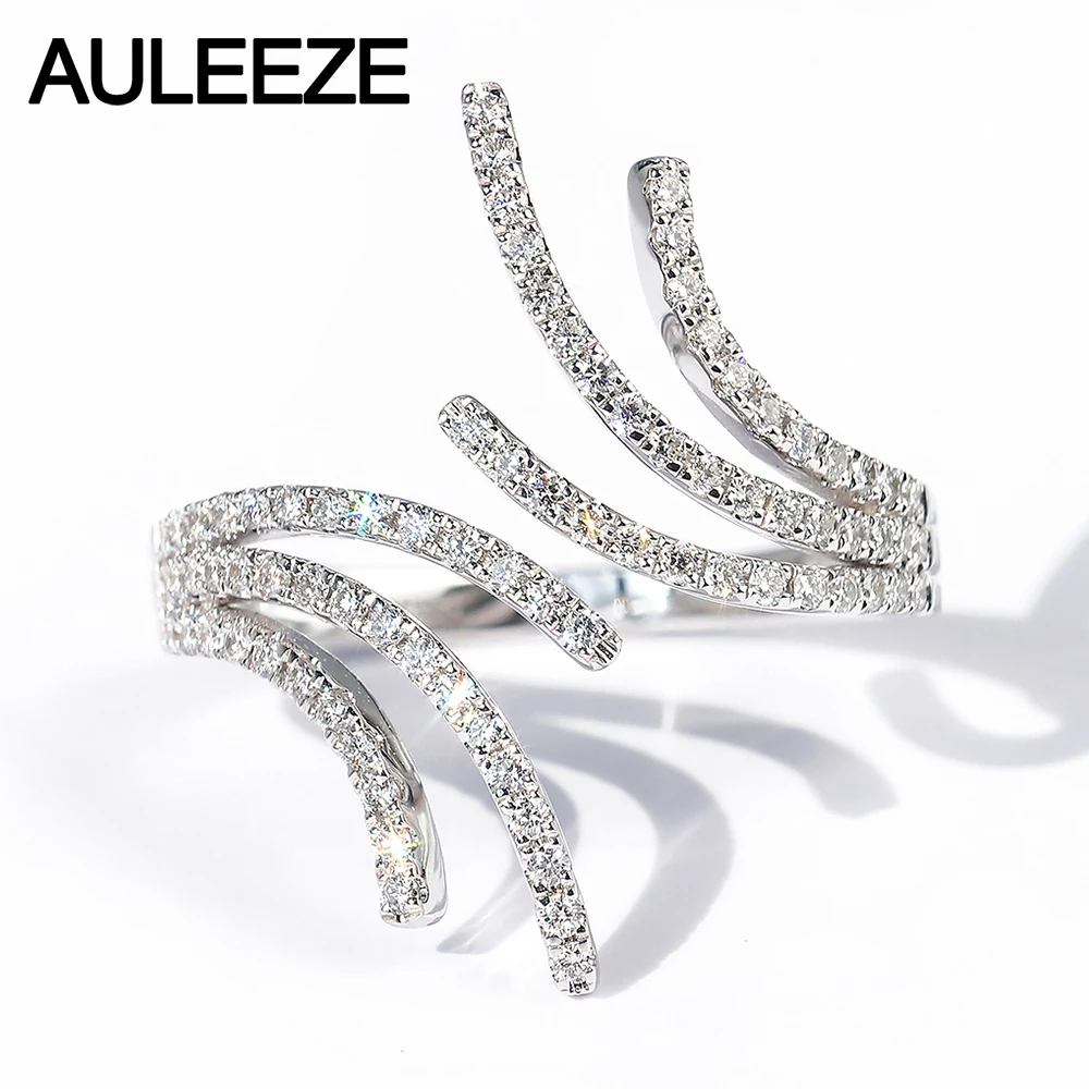 AULEEZE Feather Design Natural Diamond Ring 18k White Gold Real Diamond Female Ring Fashion Personality Party Ring
AULEEZE Feather Design Natural Diamond Ring 18k White Gold Real Diamond Female Ring Fashion Personality Party Ring