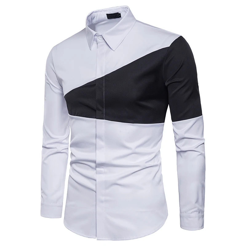 Large Size Men's Business Casual Two-Color Triangle Stitching Fashion Long Sleeved Shirt White Black Male Social Dress Shirt
Large Size Men's Business Casual Two-Color Triangle Stitching Fashion Long Sleeved Shirt White Black Male Social Dress Shirt