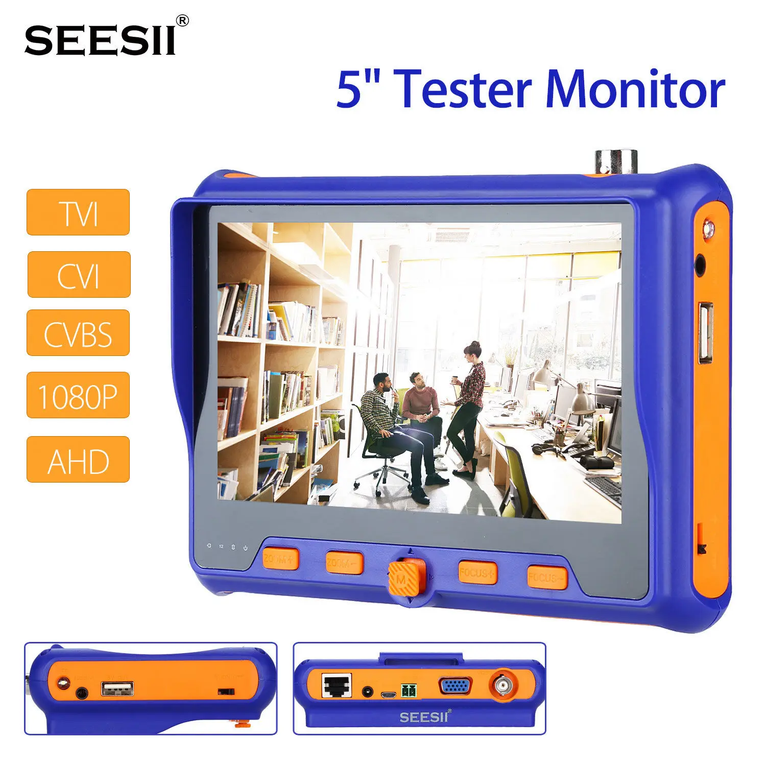 SEESII 5 "дюймовый 1080P 3 7 в камера тест er монитор TVI CVI AHD VGA HDMI аудио контроль PTZ ЖК