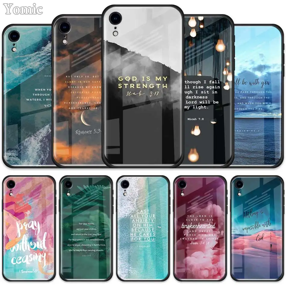 Bible verse Tempered Glass Case for iphone 13 12 11 Pro XR 7 8 6 6S Plus X XS MAX SE Cell Phone Cover Black Soft Edge Coque
Bible verse Tempered Glass Case for iphone 13 12 11 Pro XR 7 8 6 6S Plus X XS MAX SE Cell Phone Cover Black Soft Edge Coque