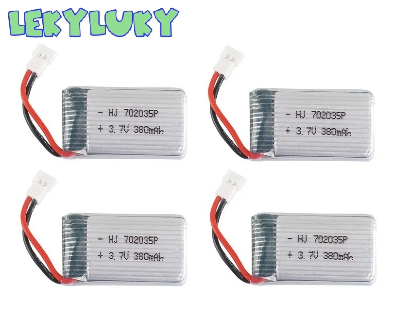 LEKYLUKY 4pc 3.7V 380mAh 25C Li-po Batteryfor For X4 H107 H107L H107D JxD385 JxD388 R/C/ drone
LEKYLUKY 4pc 3.7V 380mAh 25C Li-po Batteryfor For X4 H107 H107L H107D JxD385 JxD388 R/C/ drone