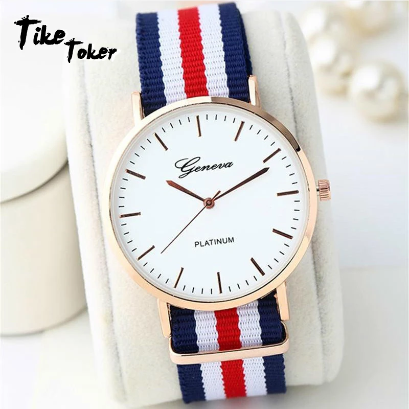 TIke Toker ,Top Luxury Brand Fashion Stripe Nylon Band Women Watch Men Quartz Wristwatch Casual Lady Watch Montre Femme Reloj
TIke Toker ,Top Luxury Brand Fashion Stripe Nylon Band Women Watch Men Quartz Wristwatch Casual Lady Watch Montre Femme Reloj
