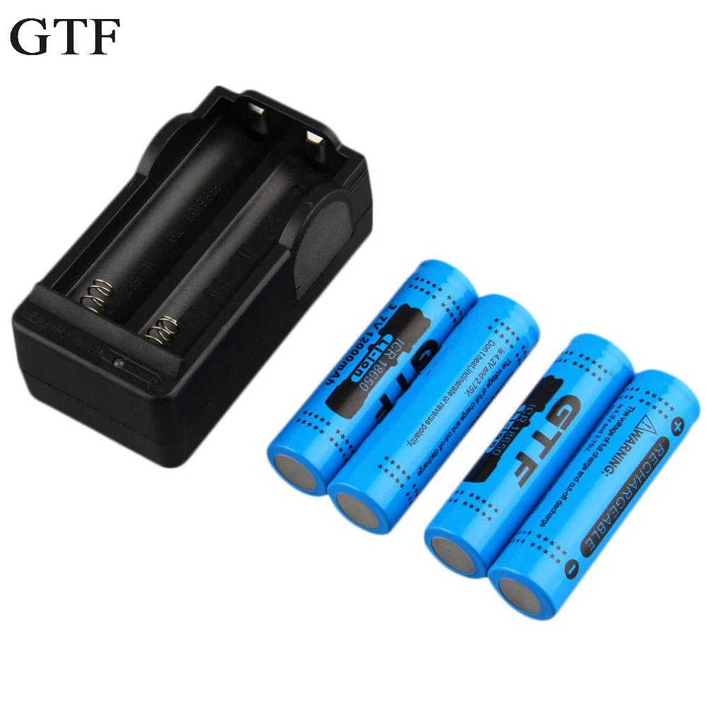 GTF 4pcs 18650 3.7V 12000mAh Rechargeable Li-ion Batteries For Flashlight Torch +EU Plug Battery Charger for wholesale
GTF 4pcs 18650 3.7V 12000mAh Rechargeable Li-ion Batteries For Flashlight Torch +EU Plug Battery Charger for wholesale