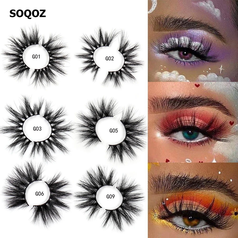 

SOQOZ Eyelashes 3D Mink Lashes Criss-cross Strands Cruelty Free 25mm Lashes Mink Lashes Soft Dramatic Eyelashes Makeup