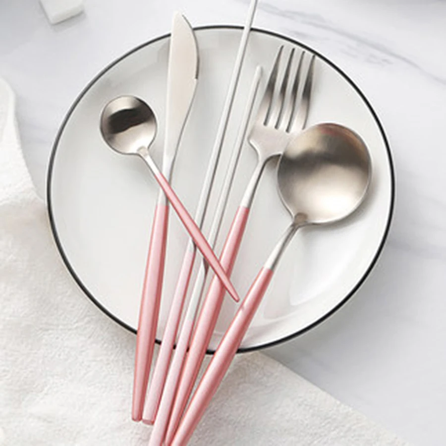Rose Gold Tableware Dessert Spoon Main Fork Chopsticks Couverts Acier Inoxydable Portatil Cubiertos Dorados Cuillere Faqueiro 15
Rose Gold Tableware Dessert Spoon Main Fork Chopsticks Couverts Acier Inoxydable Portatil Cubiertos Dorados Cuillere Faqueiro 15