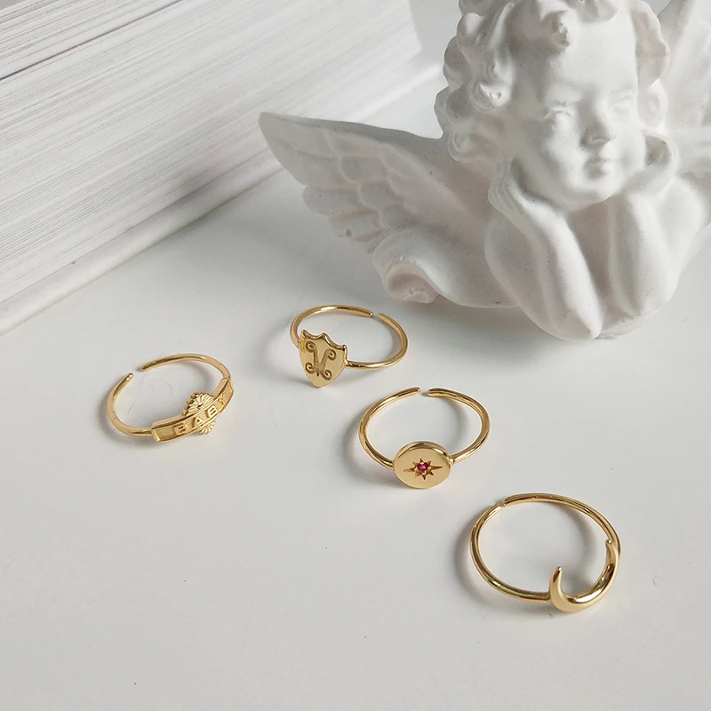 Peri'sBox Minimalist 925 Sterling Sliver Starburst Moon Rings for Women Simple Gold Color Stack Rings Personalized Initial Rings
Peri'sBox Minimalist 925 Sterling Sliver Starburst Moon Rings for Women Simple Gold Color Stack Rings Personalized Initial Rings