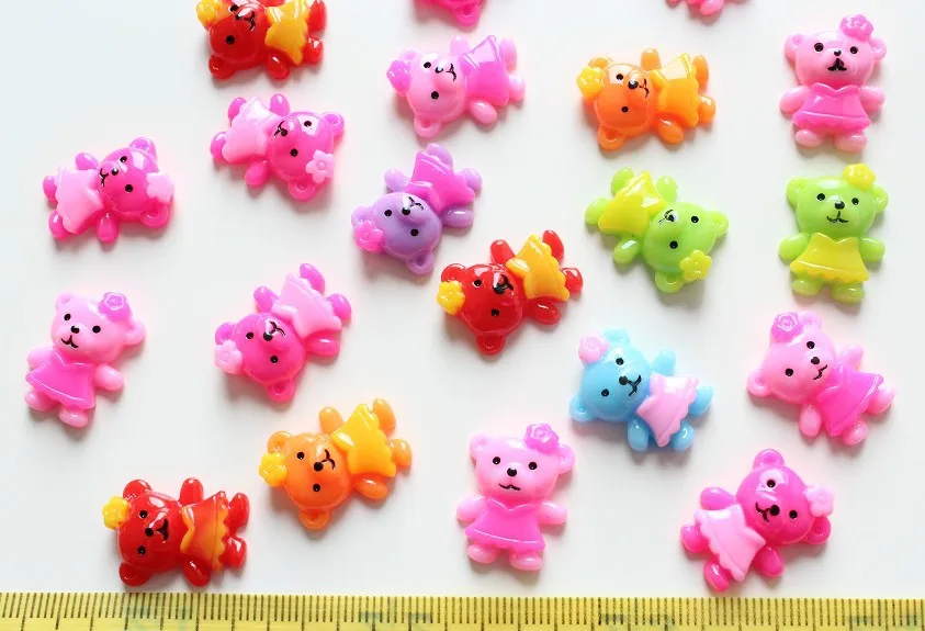 Набор из 15 шт. кабошонов смолы kawaii ручная роспись медведя с цветком декоративные