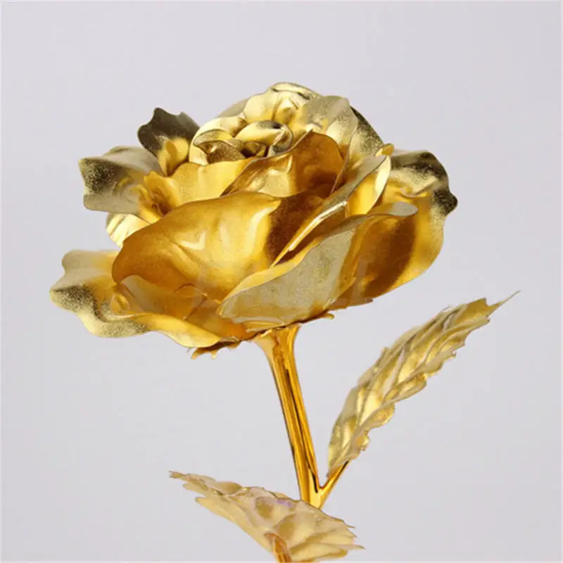 24K Gold Plated Rose Flower Valentine's Day Gift Birthday Romantic Golden Home Decor Festive Party Supplies | Дом и сад